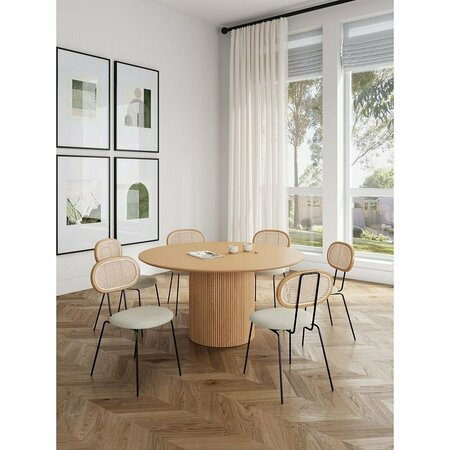 MANHATTAN COMFORT 7-Piece Hathaway 59.05 Round Dining Set in Nature with 6 Jardin Dining Chairs 6-DT05DCCA06-OM